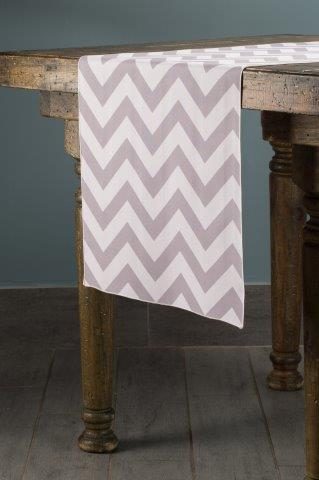Specialty Chevron Silver table runner